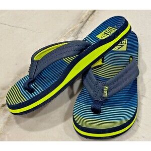 Reef Little Boys 13  Flip Flops Sandals Boys Little Ahi Blue Aqua Green Stripe